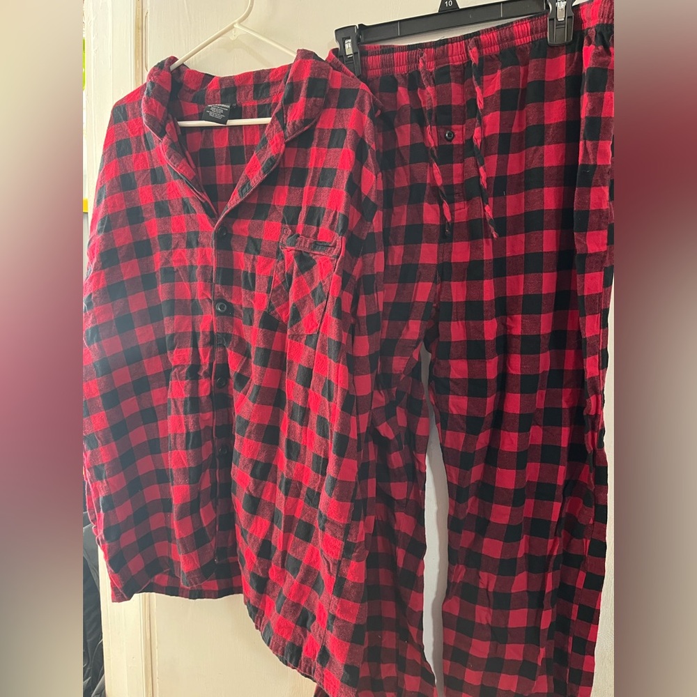 Hanes Red and Black Checkered Pajama Set